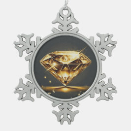 Gele diamant en zwarte achtergrond tin sneeuwvlok ornament