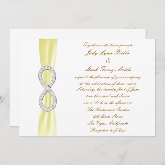 Gele Diamant Infinity bruiloft uitnodiging (Voorkant / Achterkant)