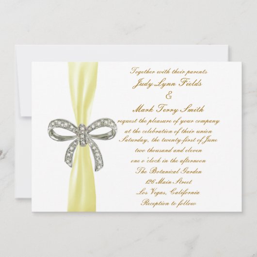 Gele Diamanten Boog Bruiloft Uitnodiging (Voorkant)