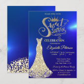 Gele diamanten jurk, diamanten Sweet 16  Kaart (Voorkant / Achterkant)