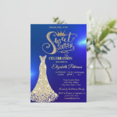 Gele diamanten jurk, diamanten Sweet 16  Kaart (Staand voorkant)