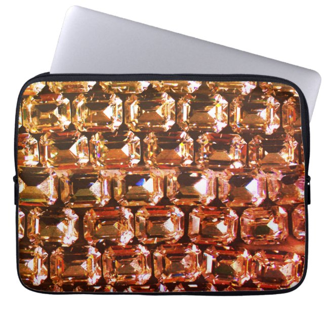 Gele diamanten, oranje diamanten, gemstone laptop sleeve (Voorkant)