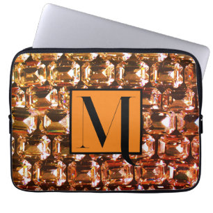 Gele diamanten, oranje diamanten, gemstone laptop sleeve
