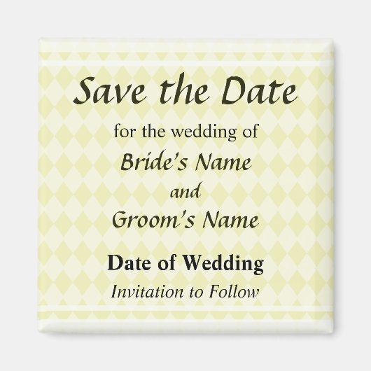 Gele Diamanten Save the Date Magneet (Voorkant)