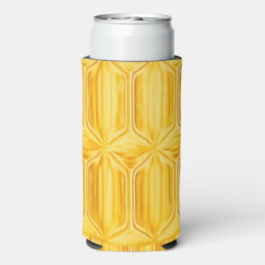 Gele diamantpatroon koelbox seltzer blikjeskoeler (Seltzer Achterkant)