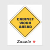 Gele diamantweg SIGN CABINET WERKT vooruit Sticker (Vel)