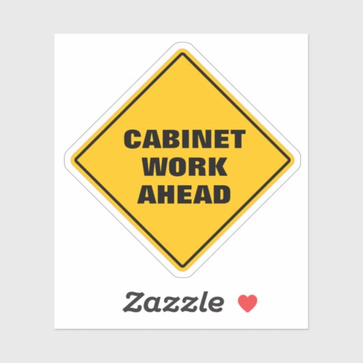 Gele diamantweg SIGN CABINET WERKT vooruit Sticker (Vel)