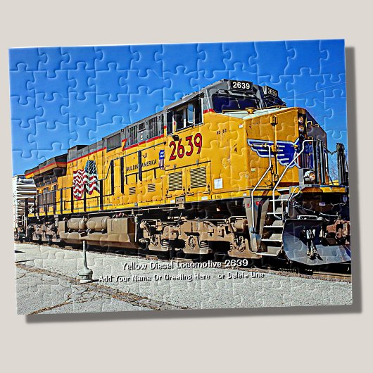 Gele diesellocomotieftrein - Naam toevoegen Legpuzzel