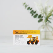 Gele Digger Aangepaste Bouw en Excavator Visitekaartje (Staand voorkant)