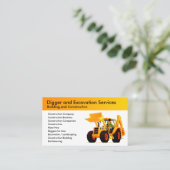 Gele Digger Aangepaste Bouw en Excavator Visitekaartje (Staand voorkant)