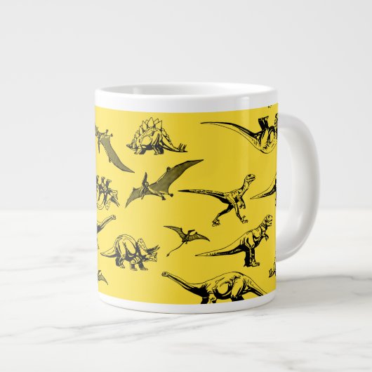 Gele dinosauriërs Jumbo Coffee Mok (Voorkant rechts)