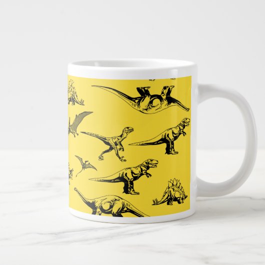 Gele dinosauriërs Jumbo Coffee Mok (Rechts)