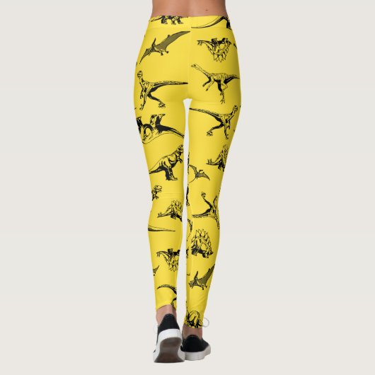 Gele dinosauriërs Leggings (Achterkant)