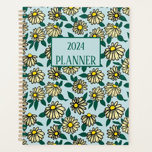 Gele Disty Bloemen Patroon Planner (Voorkant)