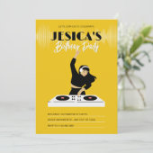 Gele dj muziekspeler kaart (Staand voorkant)