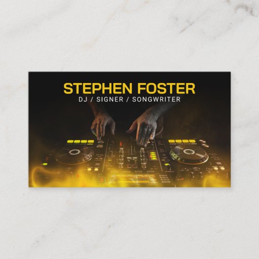 Gele DJ's Signer Muzikant Deejay Muziekproducent Visitekaartje (Voorkant)