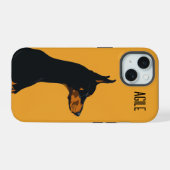 Gele Dobermann iPhone 15 Case (Achterkant horizontaal)