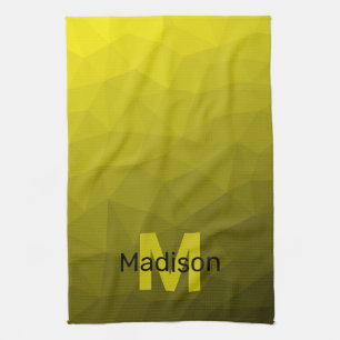 Gele donkere ombre geometrische mesh monogram theedoek