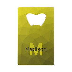 Gele donkere ombre geometrische mesh patroon Monog Creditkaart Flessenopener
