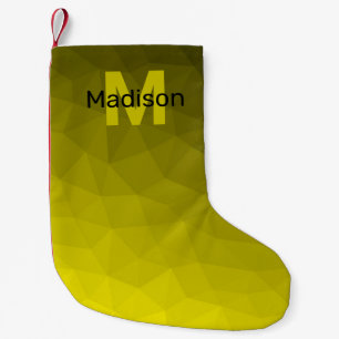 Gele donkere ombre geometrische mesh patroon Monog Kleine Kerstsok