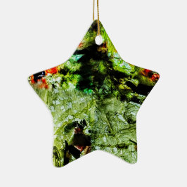 Gele donkere Sieraad ster,Unieke zonnige abstracte Keramisch Ornament