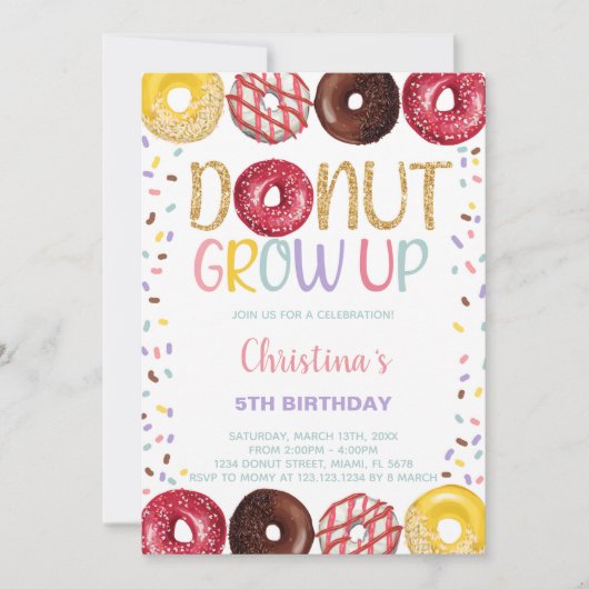 gele donut Birthday-uitnodigingen Kaart (Voorkant)