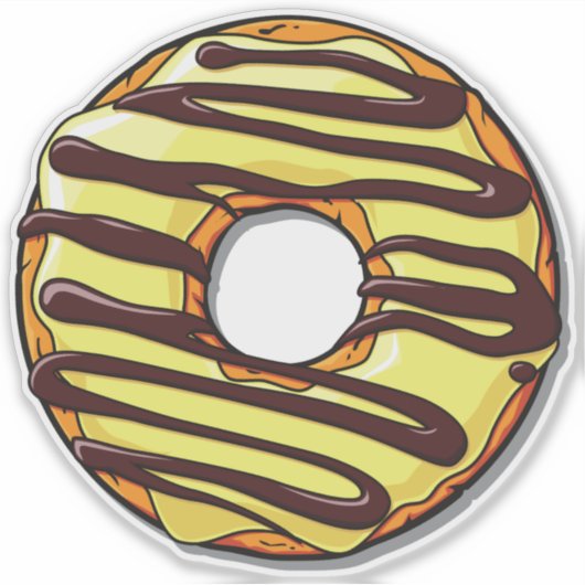 Gele donut, Doughnut, Chocolade, Icen, Bevroren Sticker (Voorkant)
