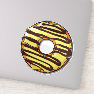 Gele donut, Doughnut, Chocolade, Icen, Bevroren Sticker