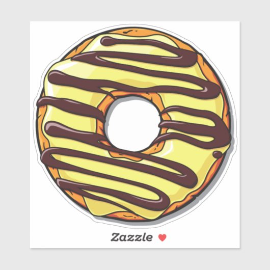 Gele donut, Doughnut, Chocolade, Icen, Bevroren Sticker (Vel)
