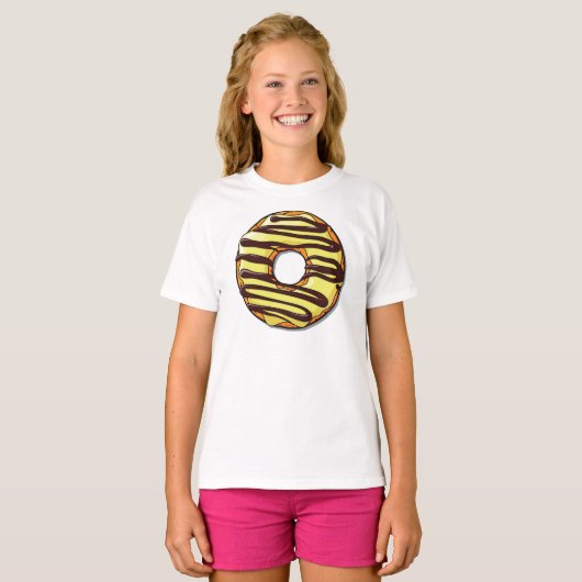 Gele donut, Doughnut, Chocolade, Icen, Bevroren T-shirt (Voorkant volledig)