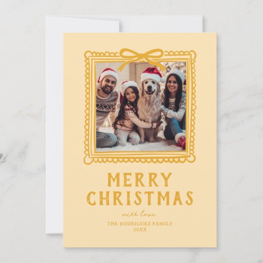 Gele Doodle Fotolijst Kerstmis Feestdagenkaart (Voorkant)