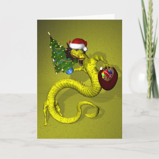 Gele draak feestdagen kaart (Voorkant)