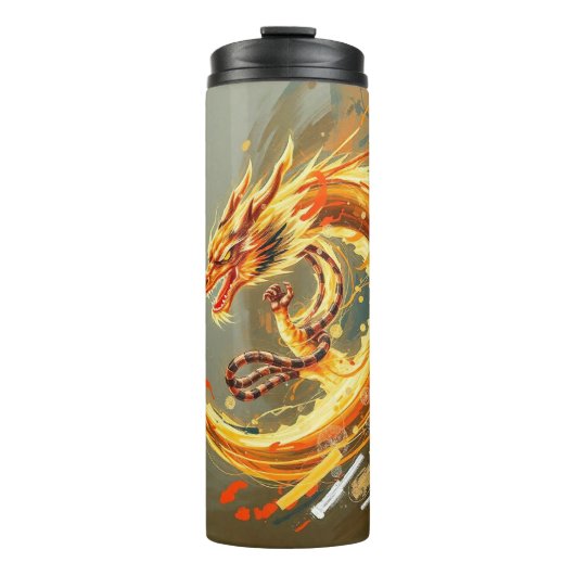 Gele Draak van Goud Thermosbeker (Voorkant)