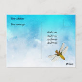 Gele dragonfly-Waterverf schilderen Briefkaart (Achterkant)