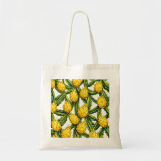 Gele Drakenvrucht Tropische Cactus Patroon Tote Bag