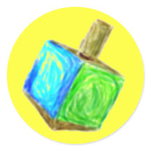 Gele Dreidel Sticker