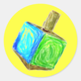 Gele Dreidel Sticker