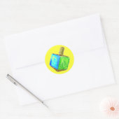 Gele Dreidel Sticker (Envelop)