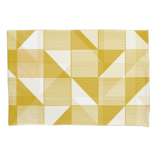 Gele driehoeken: Lineair Naadloos Patroon. Kussensloop