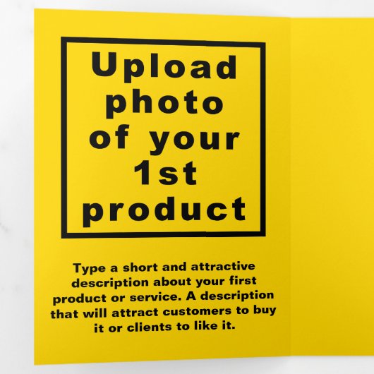 Gele drievoudige Kaart voor zakelijke producten (Binnenzijde eerst)