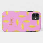 Gele droge bladeren, aangepaste naam roze Case-Mate iPhone case (Achterkant (horizontaal))