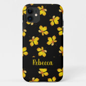 Gele droge bladeren, aangepaste naam zwart Case-Mate iPhone case (Achterkant)