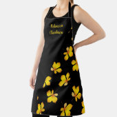 Gele droge bladeren, aangepaste naam zwart schort (Insitu)