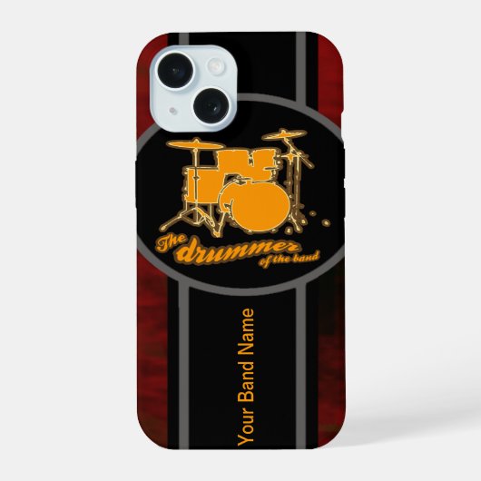 gele drum aanpasbaar iPhone 15 hoesje (Achterkant)
