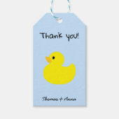 Gele Duck Dank u, Blauwe Kleur Gift Labels Cadeaulabel (Voorkant)
