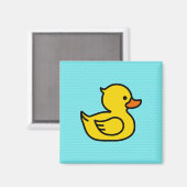 Gele Duck met Blue Background Square Magnet (Voorkant / Achterkant)