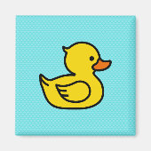 Gele Duck met Blue Background Square Magnet (Voorkant)