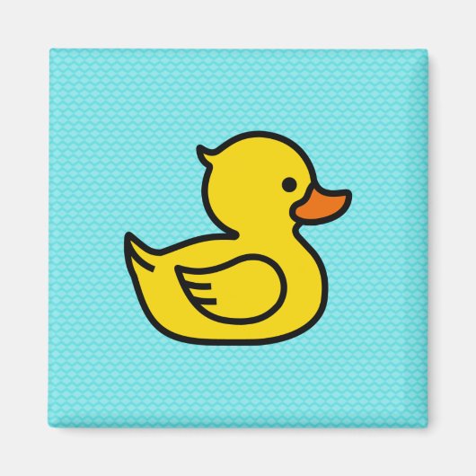Gele Duck met Blue Background Square Magnet (Voorkant)