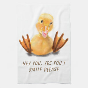 Gele Duck Playful Kitchen Towel Smile Cartoon Theedoek