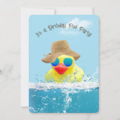 Gele Duck voor een Birthday Pool Party Kaart (Voorkant)